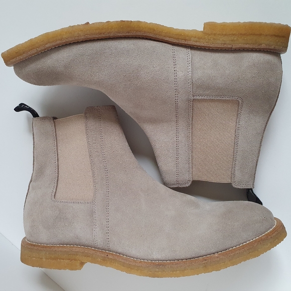NWOB, All Saints Rhett suede Chelsea boots, size 40/US 7, sand gray - Picture 3 of 11